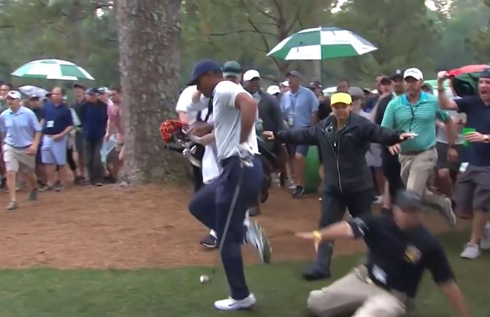 Woods hobbled away after the security guard clipped his ankle