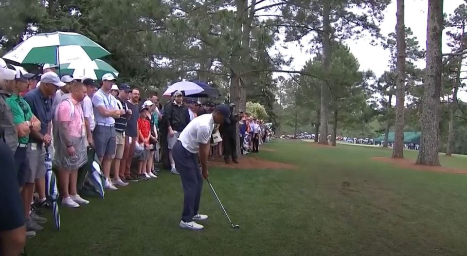 Woods was involved in chaotic scenes after finding the rough at the 2019 Masters