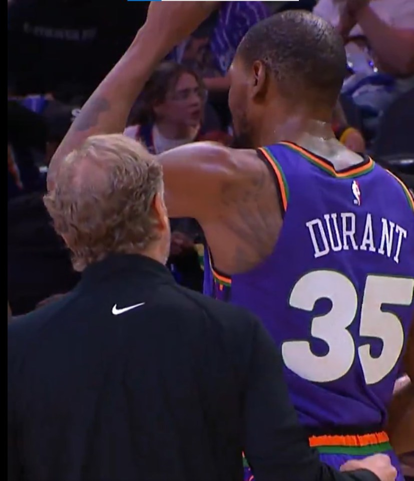 Durant yanked his arm away and continued walking