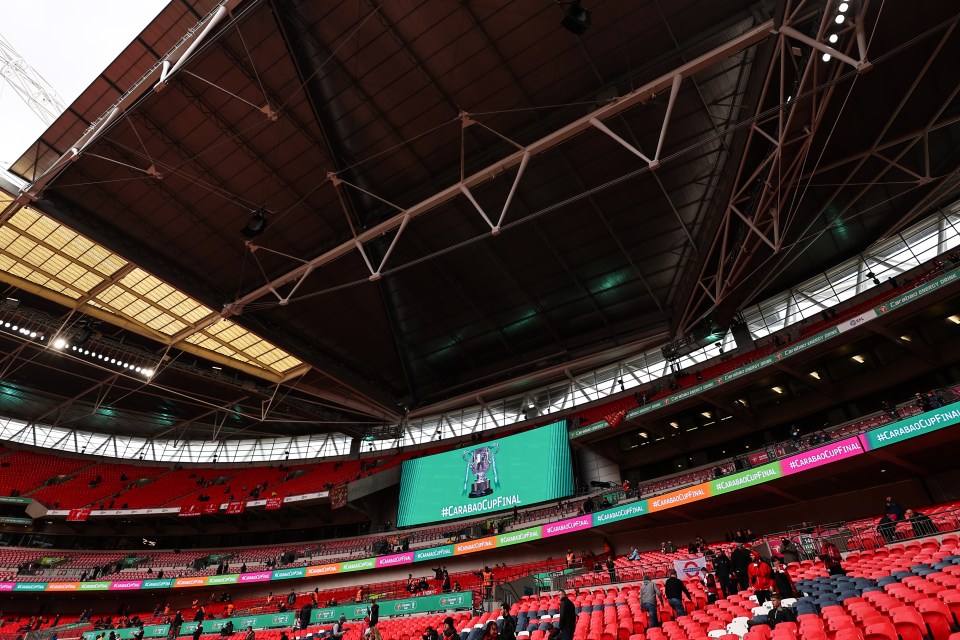 Wembley prepares for Sunday's Carabao Cup final between Liverpool and Newcastle