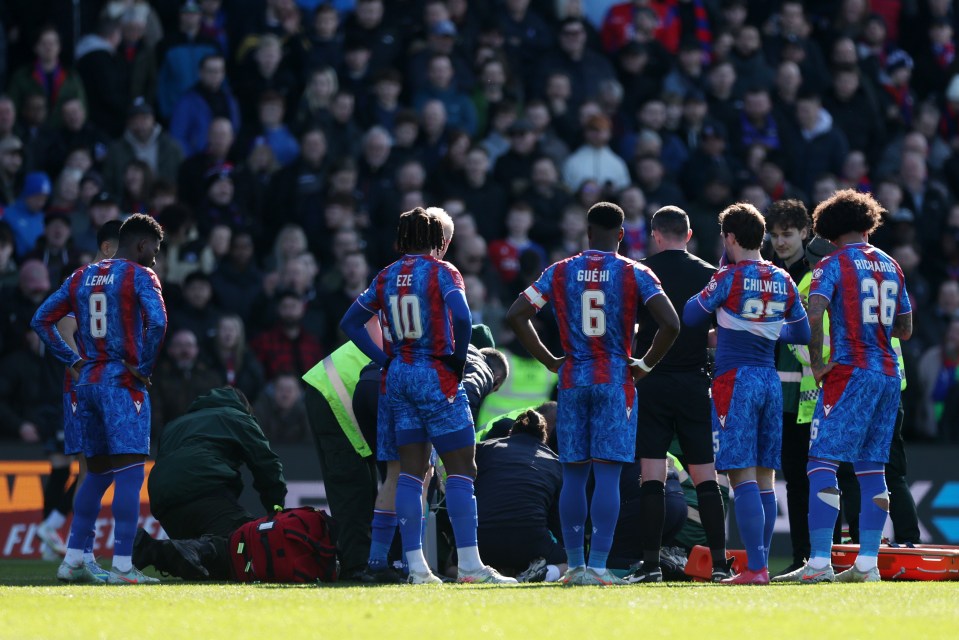 There was a lengthy stoppage before Mateta could be put on a stretcher