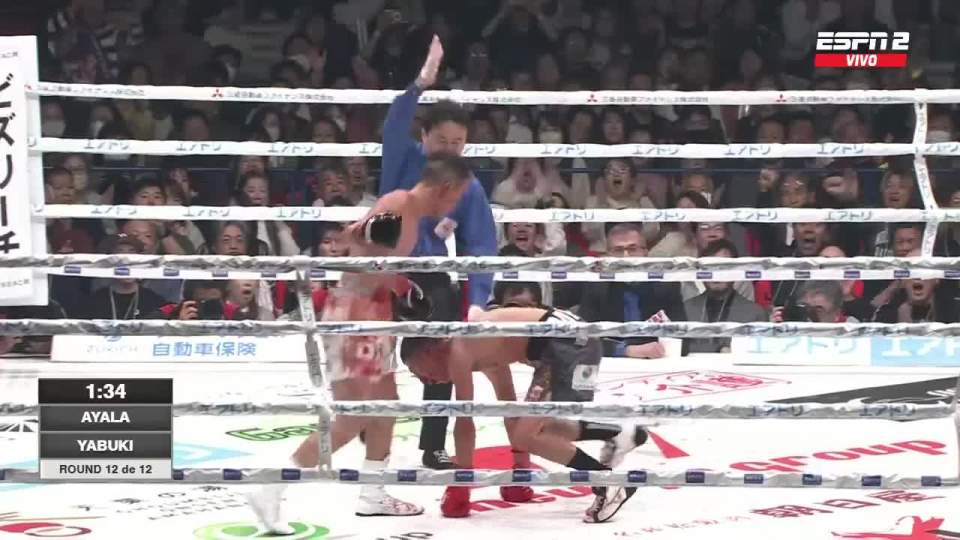 Yabuki dropped Ayala three times and stopped him in the 12th round