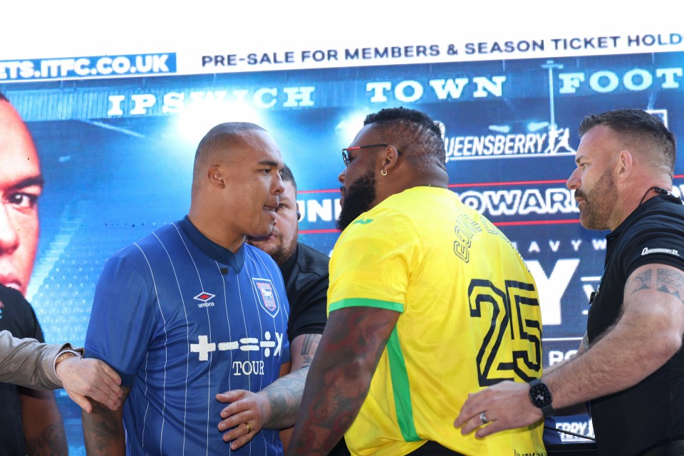 IPSWICH, APRIL 7: Wardley v Miller “Running Towards Adversity” Launch Press Conference at Ipswich Town FC, Portman Road Stadium, Ipswich, United Kingdom on the 7th April 2025. Queensberry Promotions. Credit: Leigh Dawney/Queensberry Promotions