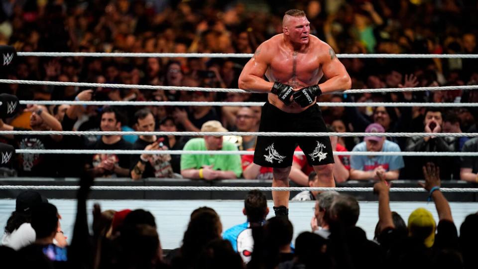 Brock Lesnar was dominant in the 2020 Royal Rumble before being ousted by Drew McIntyre