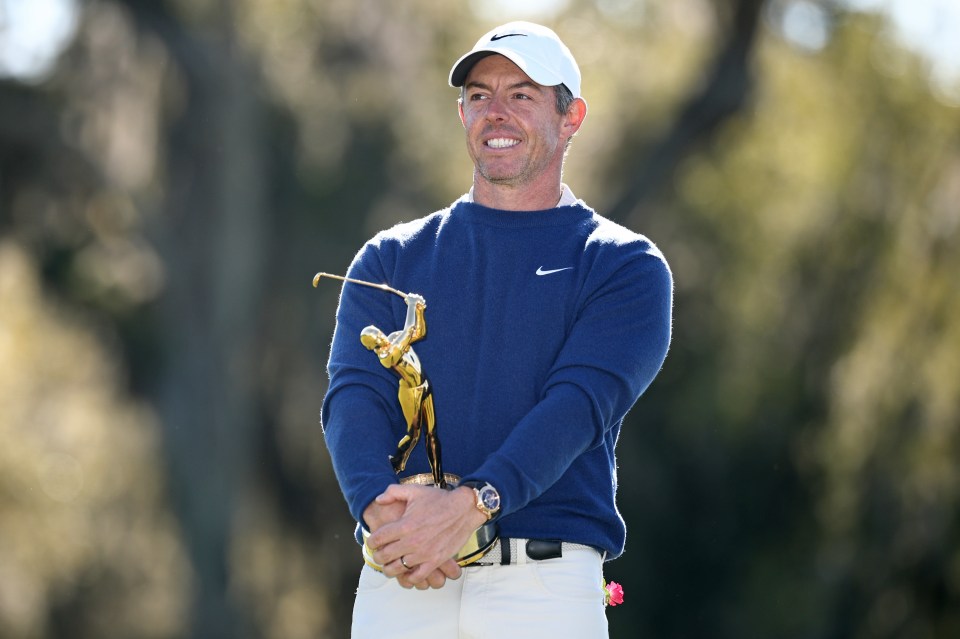 PONTE VEDRA BEACH, FLORIDA - MARCH 17: Rory McIlroy of Northern Ireland celebrates with the trophy after winning the playoff in the final round of THE PLAYERS Championship on the Stadium Course at TPC Sawgrass on March 17, 2025 in Ponte Vedra Beach, Florida. (Photo by Jared C. Tilton/Getty Images)