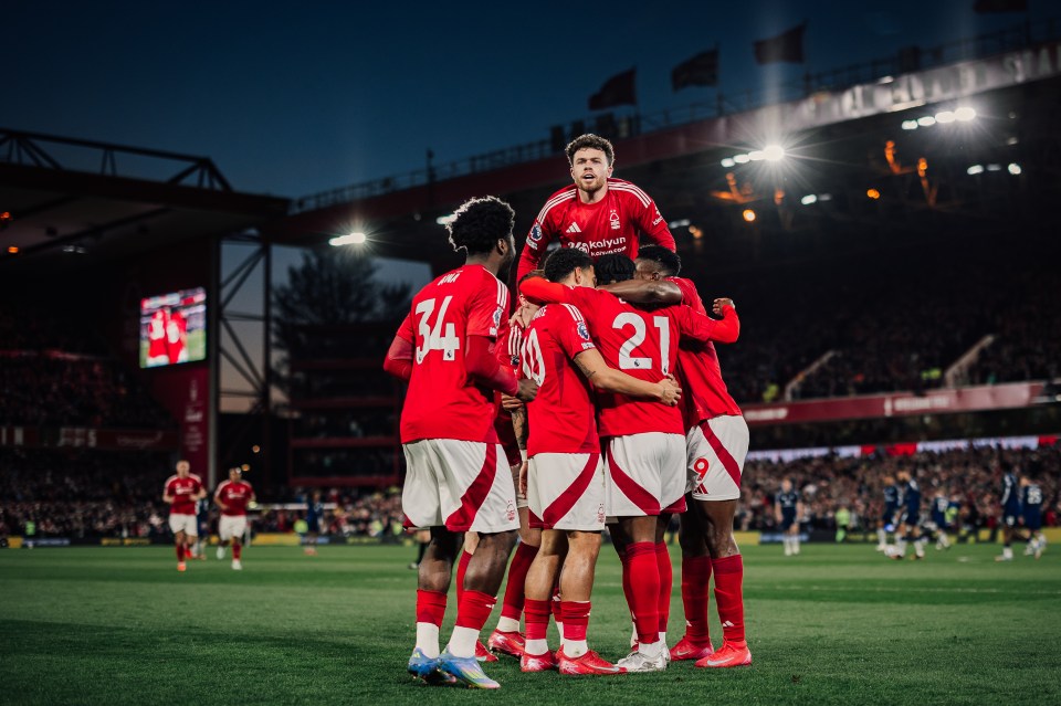 NOTTINGHAM, ENGLAND - APRIL 1: Anthony Elanga of Nottingham Forest celebrates giving Forest the lead during the Premier League match between Nottingham Forest FC and Manchester United FC at City Ground on April 1, 2025 in Nottingham, United Kingdom. (Photo by Ritchie Sumpter/Nottingham Forest FC via Getty Images)