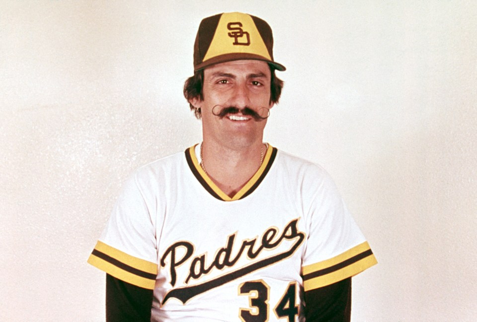 UNDATED:  Rollie Fingers #34 of the San Diego Padres poses for a portrait. Fingers played for the Padres from 1977-1980.  (Photo by MLB via Getty Images)
