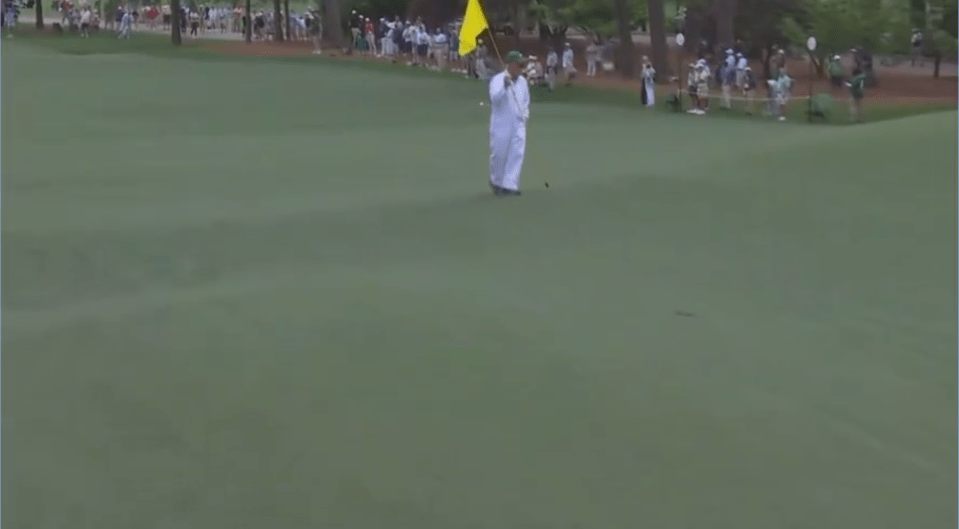 An unexpected caddie was stood in the flight path and hit by the ball