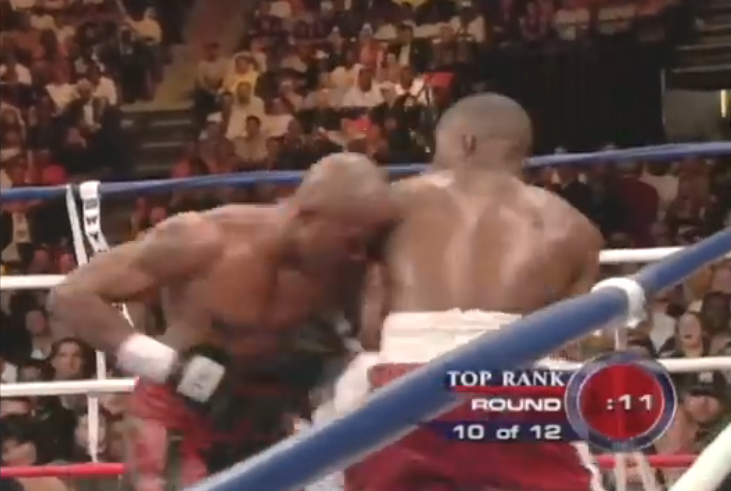 Judah smacked Mayweather with a vicious low-blow