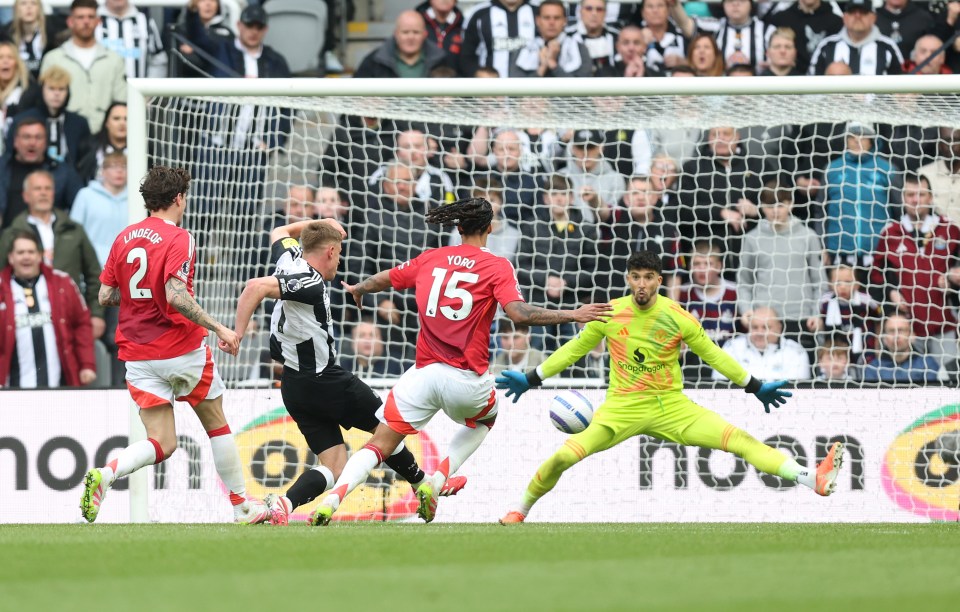 Yoro allowed Barnes to run through United's defence to score Newcastle's third of the match
