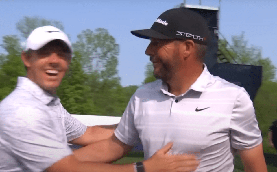 McIlroy rushed over to celebrate with Block who couldn't believe what he'd done