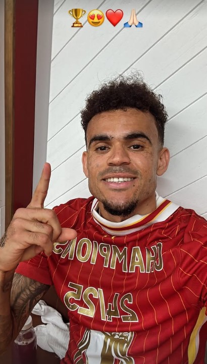 Diaz, who scored Liverpool's first goal on Sunday, sported a wide grin