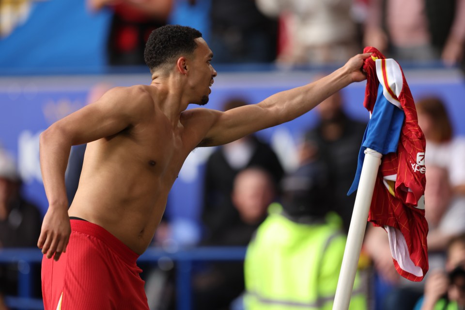 Alexander-Arnold draped his Liverpool shirt on the corner flag after scoring, a farewell from him?
